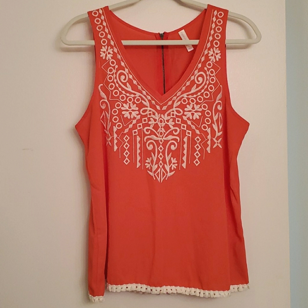 Coral Sleeveless Blouse